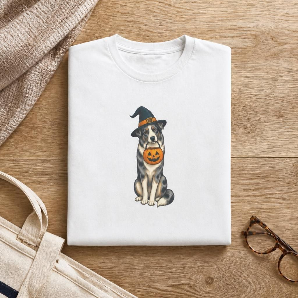 Witch Hat Pumpkin Dog - Halloween Tee
