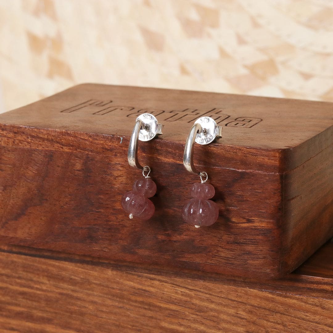 Faceted stone Earrings - Wine